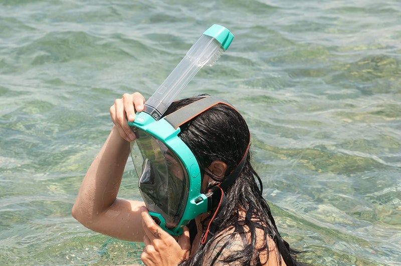 OCEANREEF OCEAN REEF - Aria QR+ Quick Release Full Face Snorkel Mask with Snorkel - 180 Degree Underwater View and Quick Release System (L/XL  Teal). - Image 4